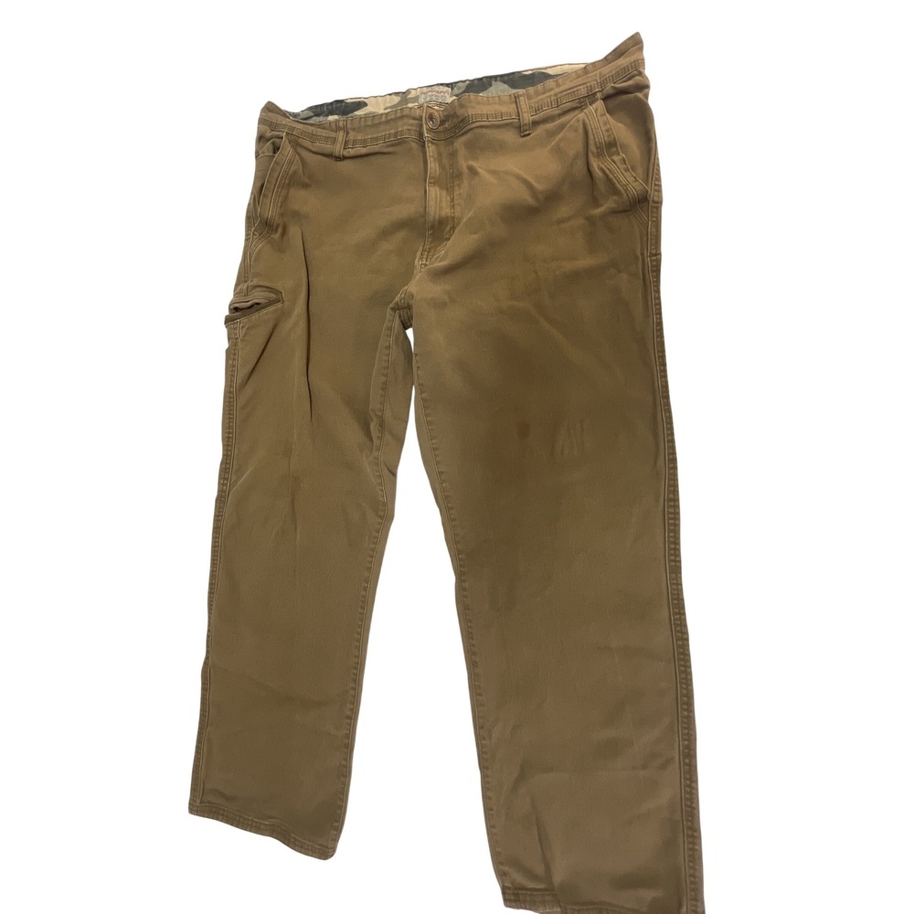 Weatherproof Vintage Mens Brown Utility Carpenter Pants Camo Waistband